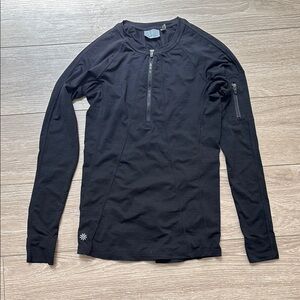 Athleta Black Long Sleeve Zip-Up Swim Top